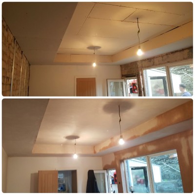 Inslulated plaster boards & Plastering of kitchen