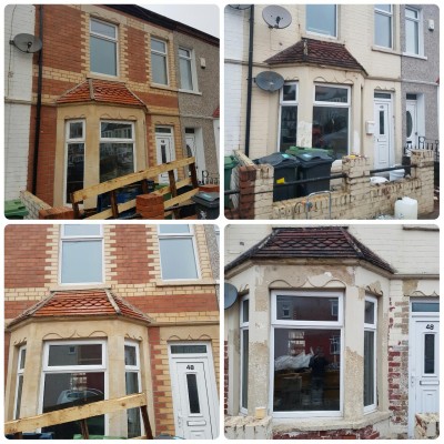 Complete restoration of house front in Cardiff.