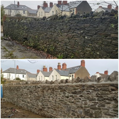 Random stone walling, Rebuild using original stone.