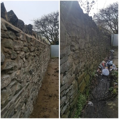 Random stone walling, Rebuild using original stone.