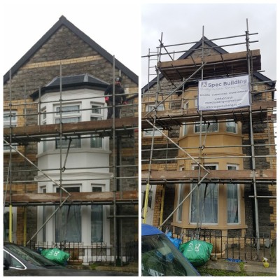 Full house exterior restoration. Lime mortar pointing & bath stone cleaning